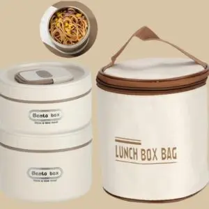 LUNCH BOX BENTO BOX SINDA MINI 2 SUSUN DENGAN TUTUP TENTENG DAN TAS FOIL