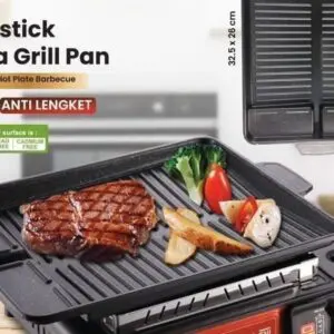 GRILLPAN ALUMINIUM ANTI LENGKET 32.5 CM GRAIN PANGGANGAN KOTAK MULTIGRILL PAN KOREA