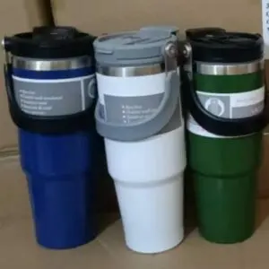 TERMOS TUMBLER STAINLESS TYISOO 900 ML DENGAN PEGANGAN DAN PENUTUP FLIP MODEL OVAL