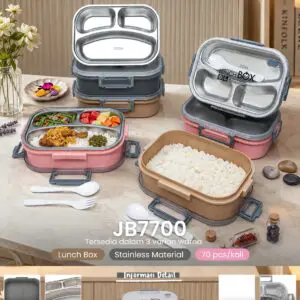 LUNCH BOX STAINLESS 1 SUSUN 3 SEKAT TUTUP BENING TRANSPARAN 4 KLIP