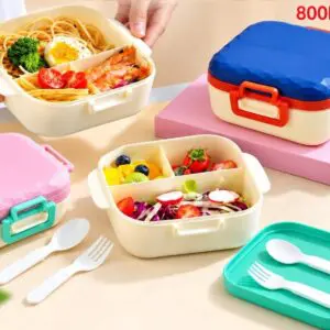 LUNCH BOX PLASTIK 1 SUSUN 3 SEKAT 2 KLIP TUTUP MOTIF DIAMOND WARNA SOLID PRAKTIS