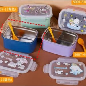 LUNCH BOX STAINLESS 1 SUSUN DENGAN 2 SEKAT DAN TUTUP KARAKTER SANRIO MY MELODY 1000 ML