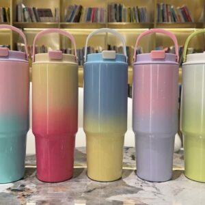 TERMOS TUMBLER JUMBO 900 ML STAINLESS OMBRE DENGAN TUTUP SEDOTAN DAN GANTUNGAN BOTOL